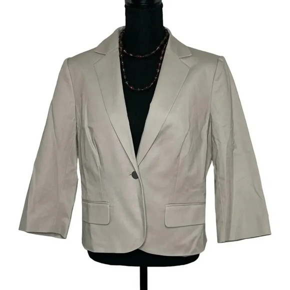 Calvin Klein Jackets & Blazers - Calvin Klein Cream Blazer 1 Button 3/4 Sleeve‎ Stretch RN#54163 Fashion size 12